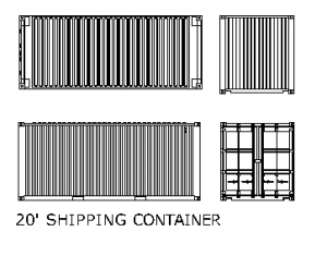 20 Foot Sea Container CAD block preview