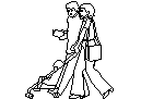 Couple with Pram CAD block preview