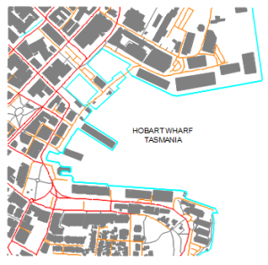 Map of Hobart Wharf - Tasmania CAD block preview