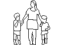 Mum with Two Kids CAD block preview