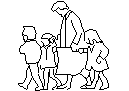 Woman with 3 Children CAD block preview