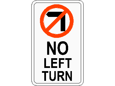 No Left Traffic Sign – free CAD block preview