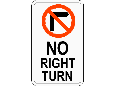 No Right Turn Traffic Sign – free CAD block preview