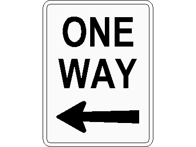 One Way Left Traffic Sign – free CAD block preview