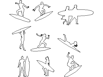 People Surfing – free CAD block preview