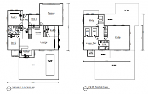 Floor plans of a two storey hose CAD block preview