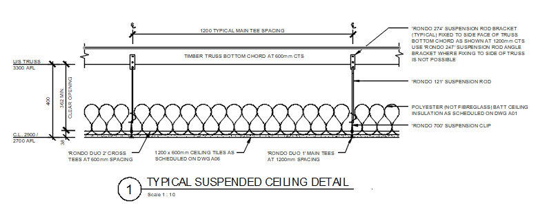Typical Suspended Ceiling Detail – free CAD block preview