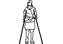Female on crutches - front view. CAD block preview