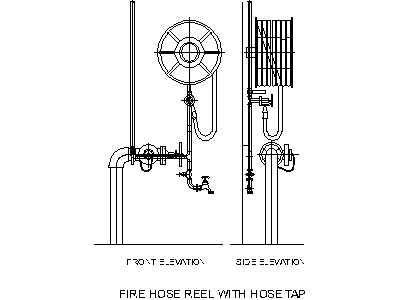 Fire Hose Reel with Hose Tap – free CAD block preview
