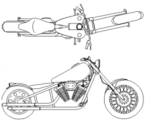 Harley Davidson Chopper CAD block preview