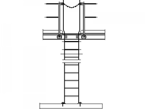 Steel Ladder with Cage - Front View CAD block preview