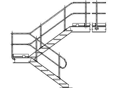 Steel Stair with Handrail – free CAD block preview