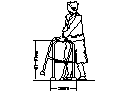 A side view of a person with a walking chair CAD block preview