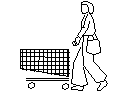 Woman with shopping trolley CAD block preview