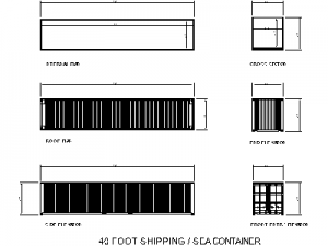 40 Foot Shipping Sea Containers CAD block preview