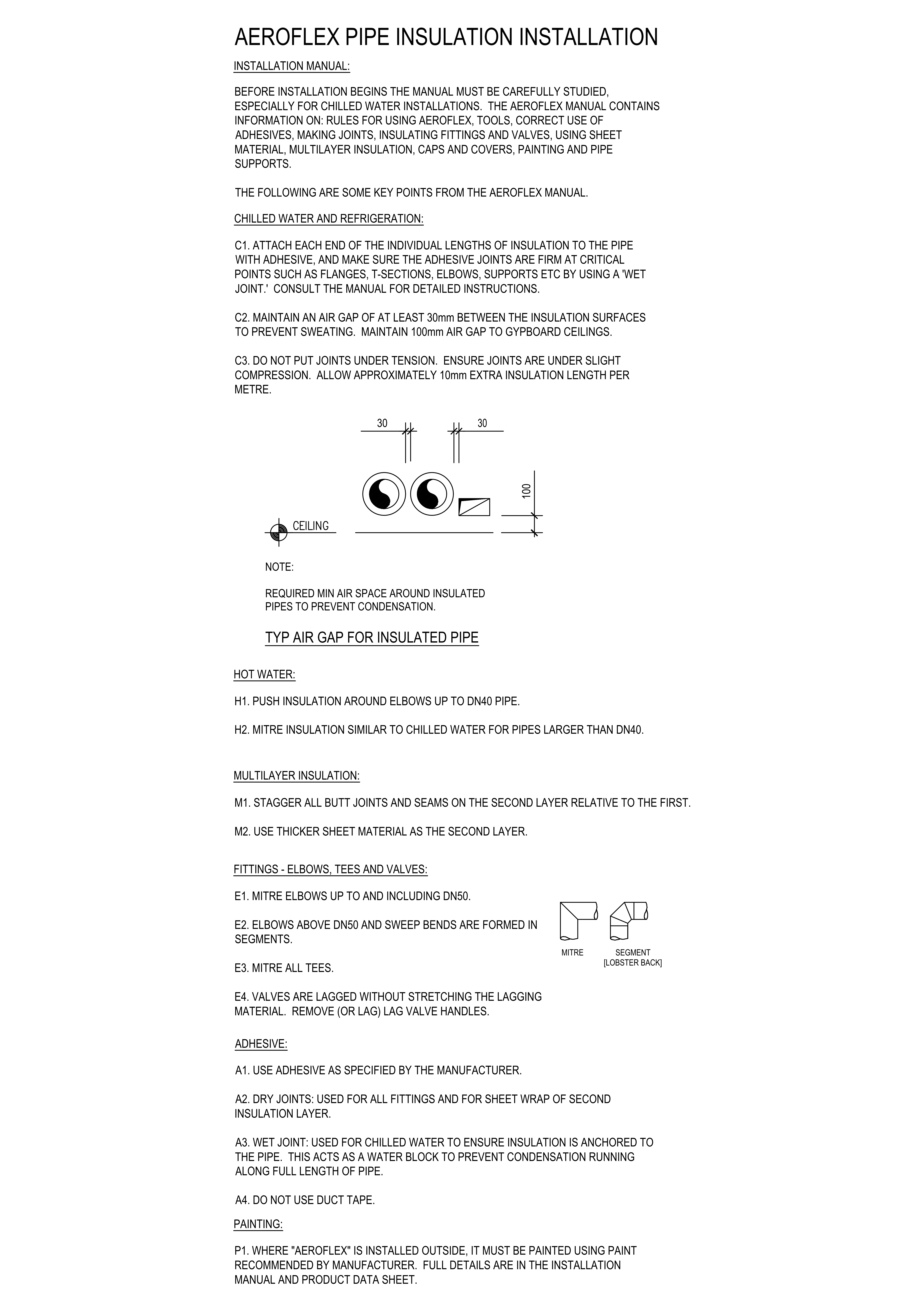 Aeroflex Pipe Insulation Installation Notes. – free CAD block preview