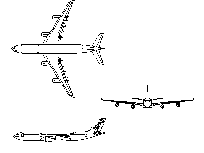Airbus A340-200 - Aircraft – free CAD block preview
