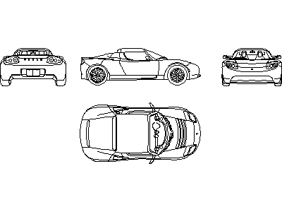 TESLA electric sports car – free CAD block preview