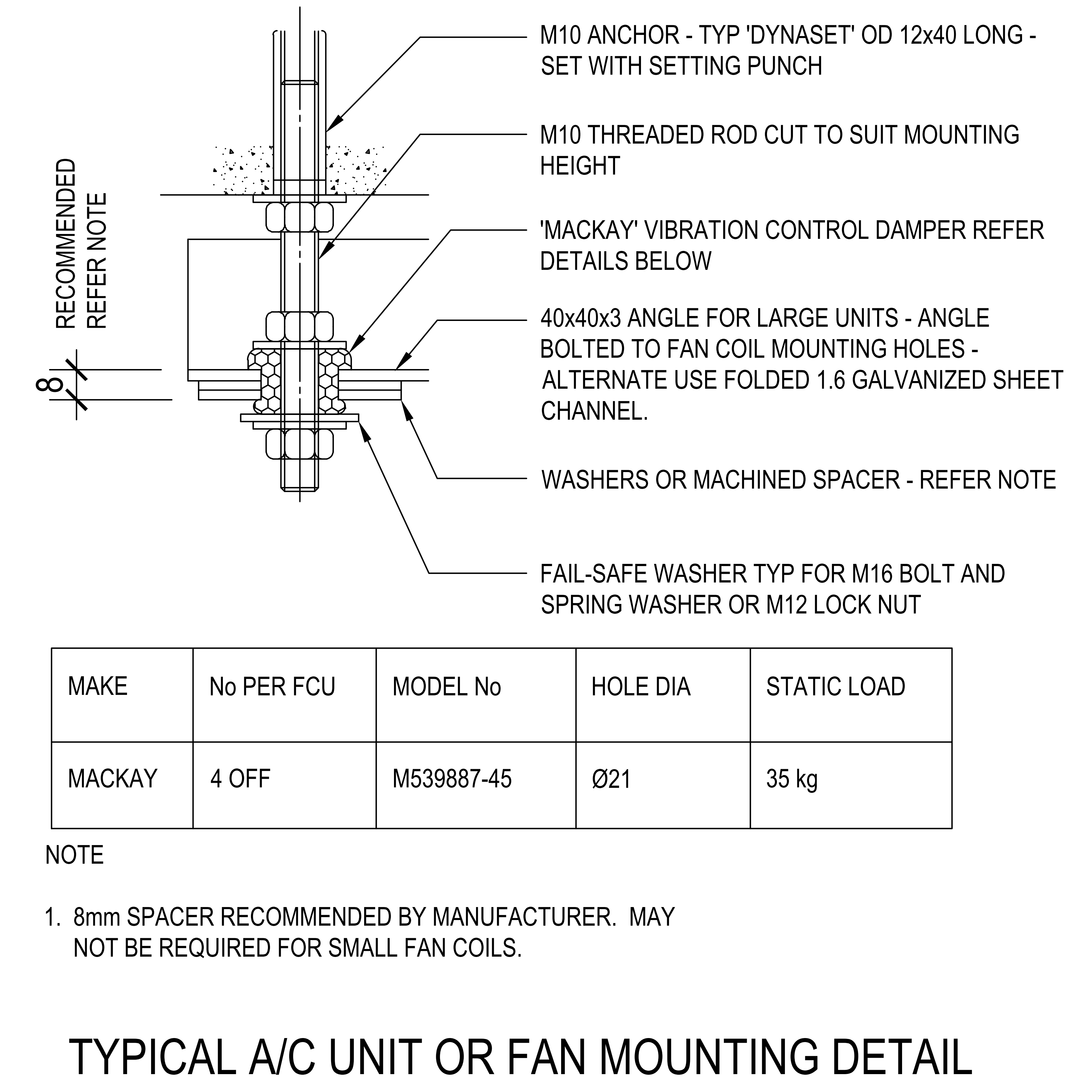 Typical AC Unit of Fan Mounting Detail – free CAD block preview