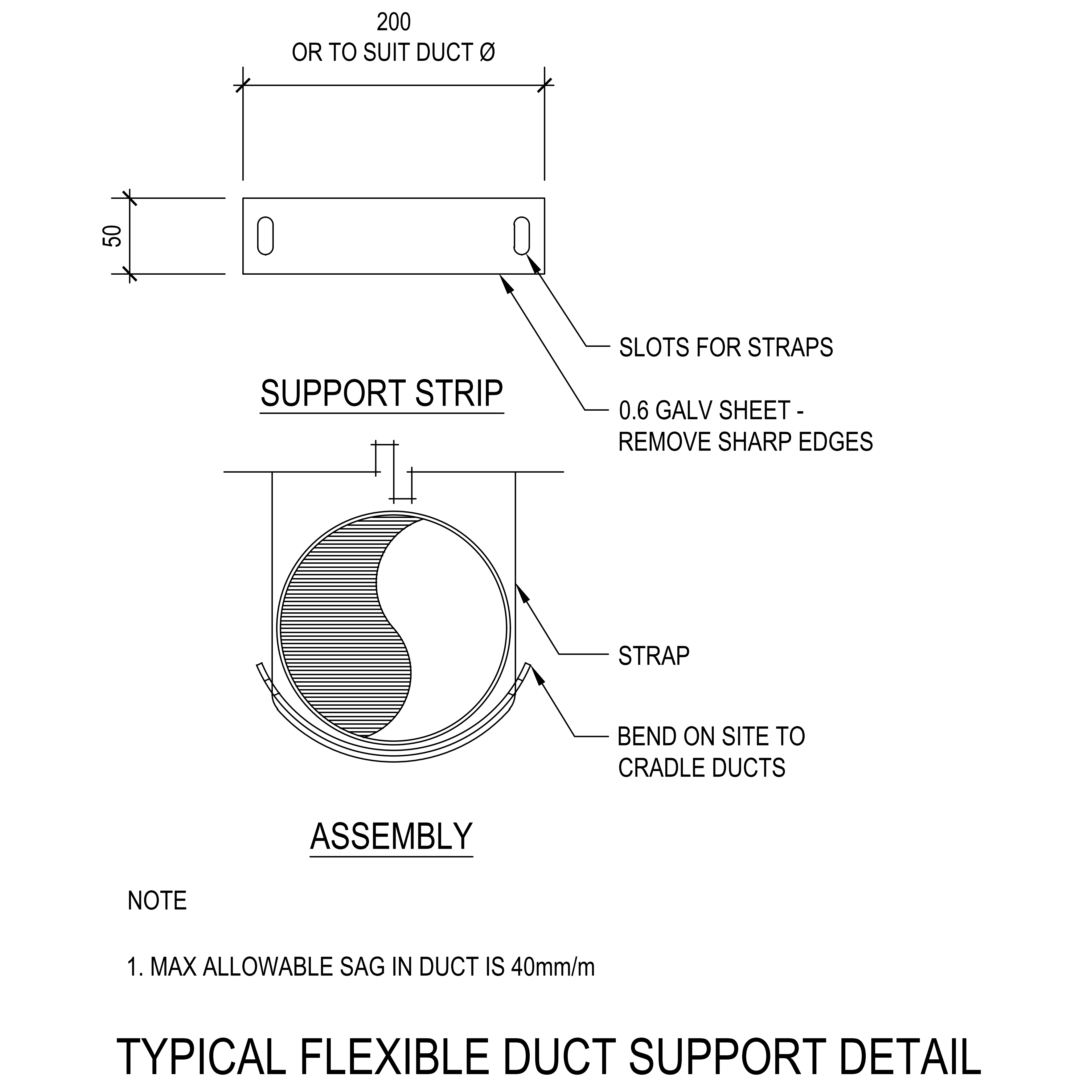 Typical Flexible Duct Support Detail – free CAD block preview