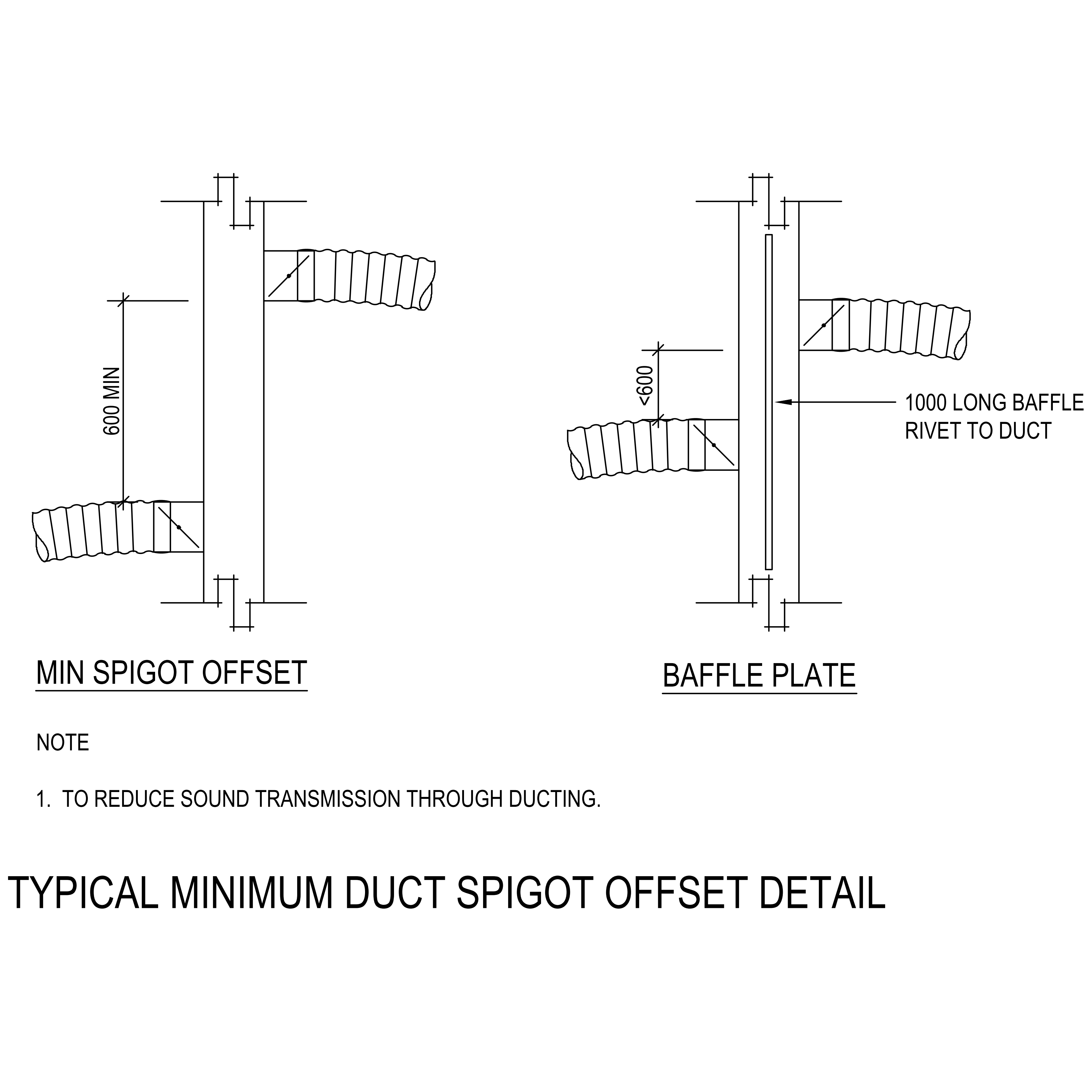 Typical Minimum Duct Spigot Offset Detail – free CAD block preview