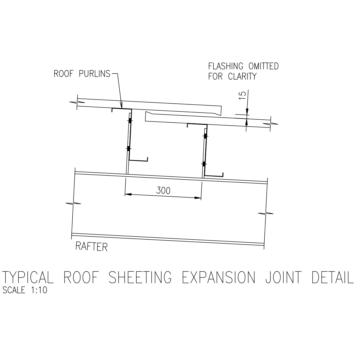 Typical Roof Sheeting Expansion Joint Detail – free CAD block preview