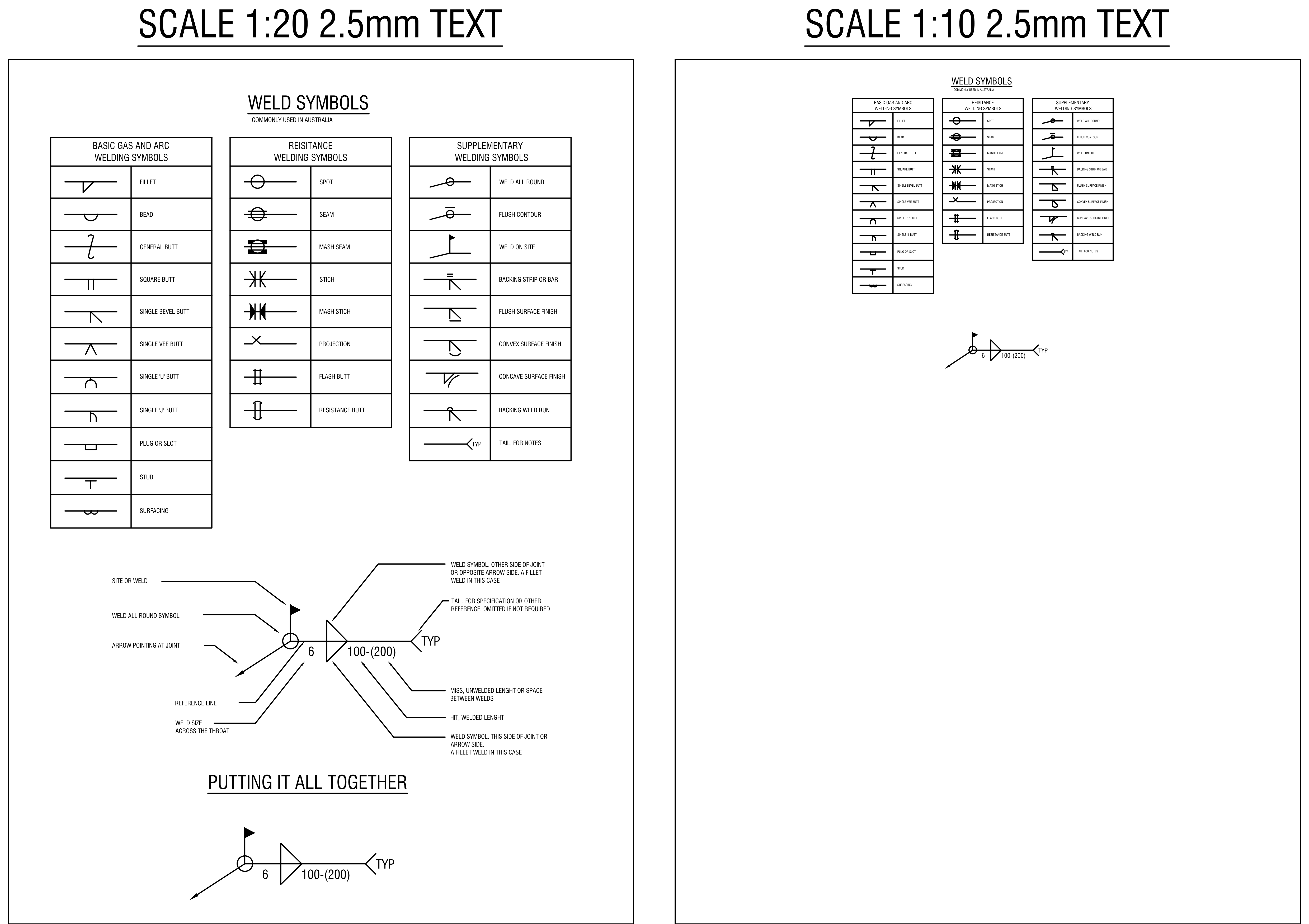 Weld Symbols - 1:10 and 1:20 Scale – free CAD block preview