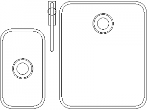 Kitchen Sink - One and a Half Bowl CAD block preview