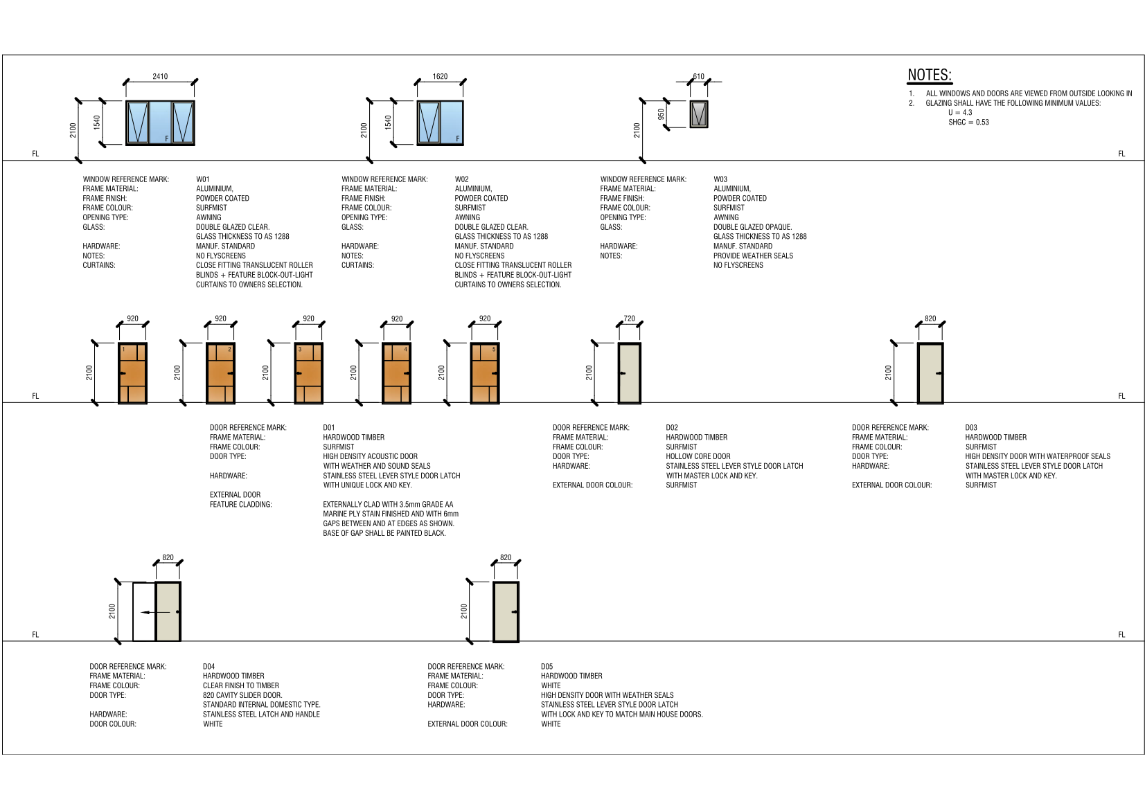 Door and Window Schedule Sample – free CAD block preview