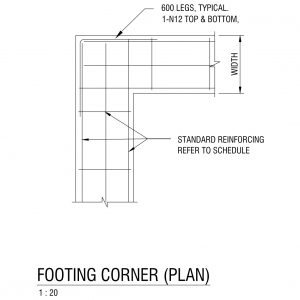 Footing Corner - Plan CAD block preview