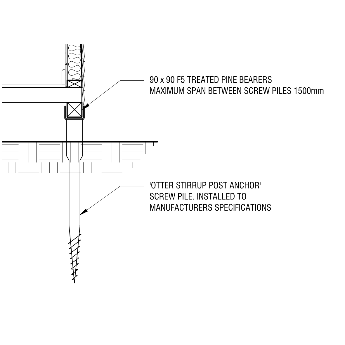 OTTER Stirrup Post Support - Screw Pile – free CAD block preview