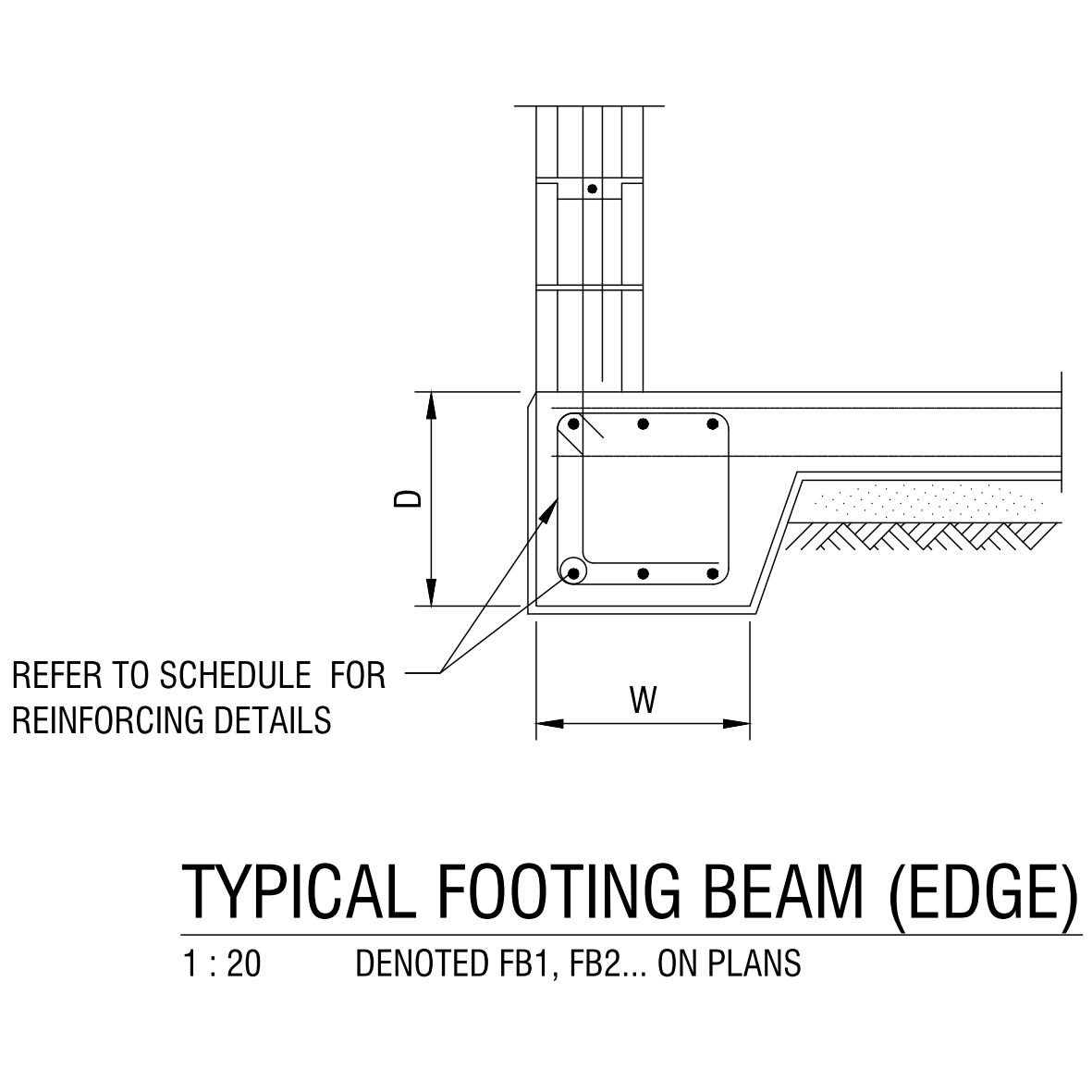 Typical Footing Beam - Edge – free CAD block preview