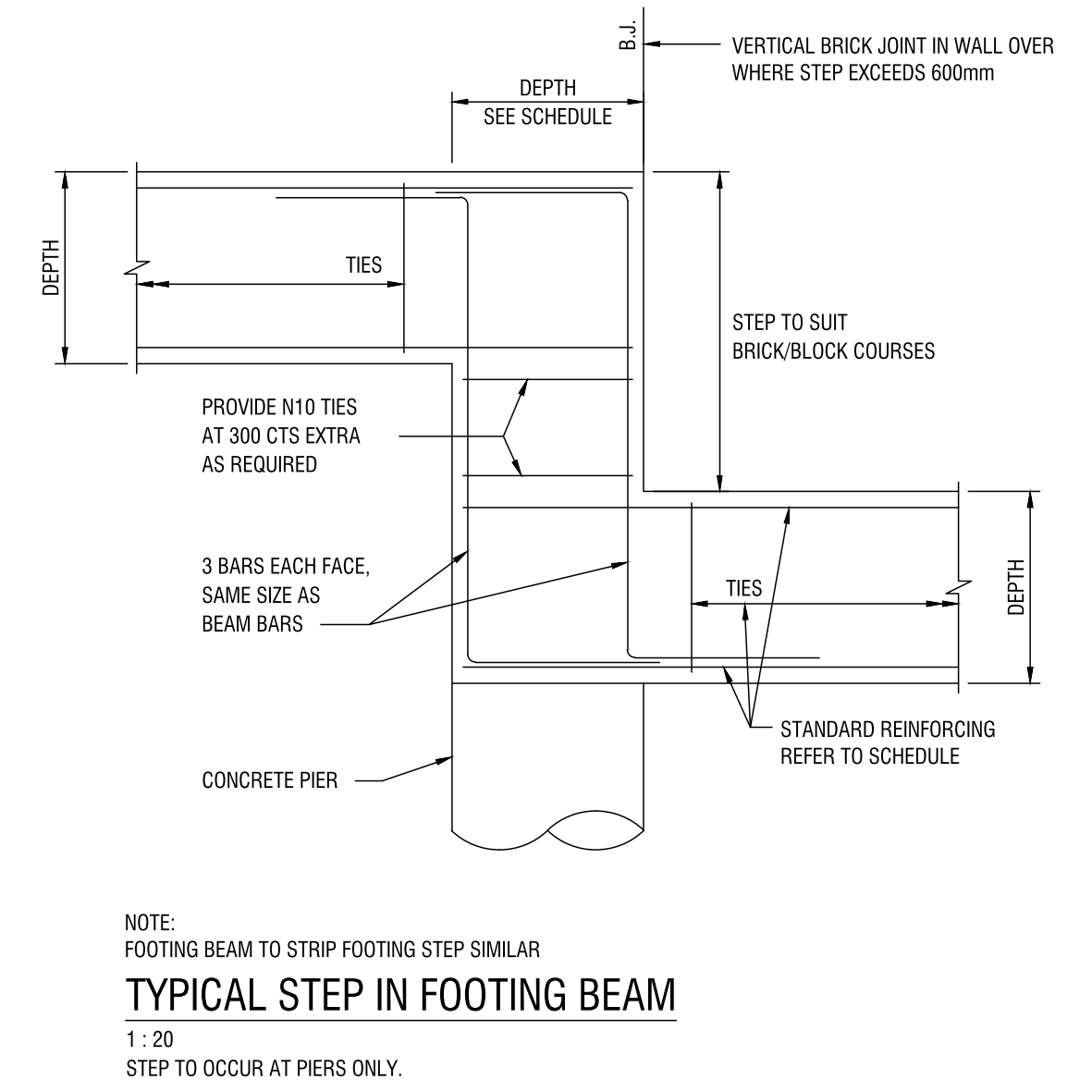 Typical Step in Footing Beam – free CAD block preview
