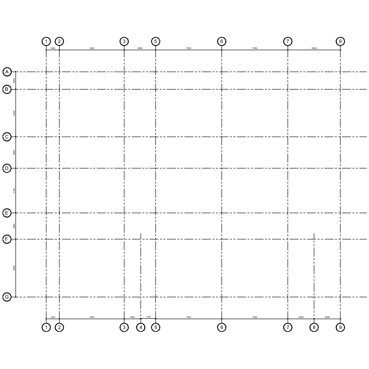 A Building Grid Layout – free CAD block preview