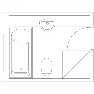 Floor Plan Sample - Bath Loo 900 square shower and a BIG vanity CAD block preview