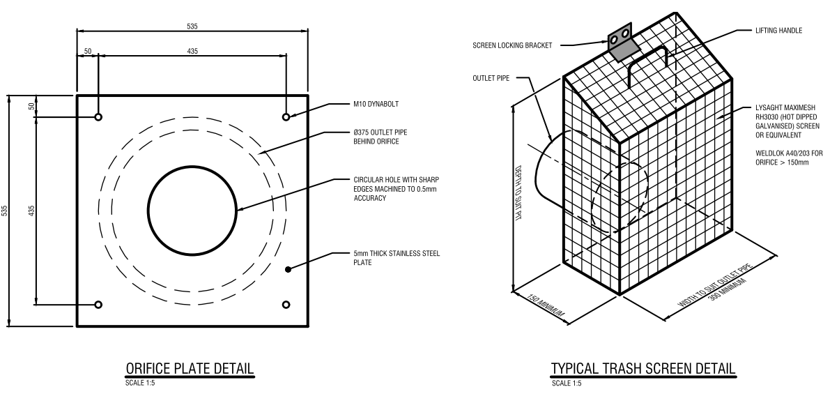 Stormwater Tank Trash Screen Details – free CAD block preview