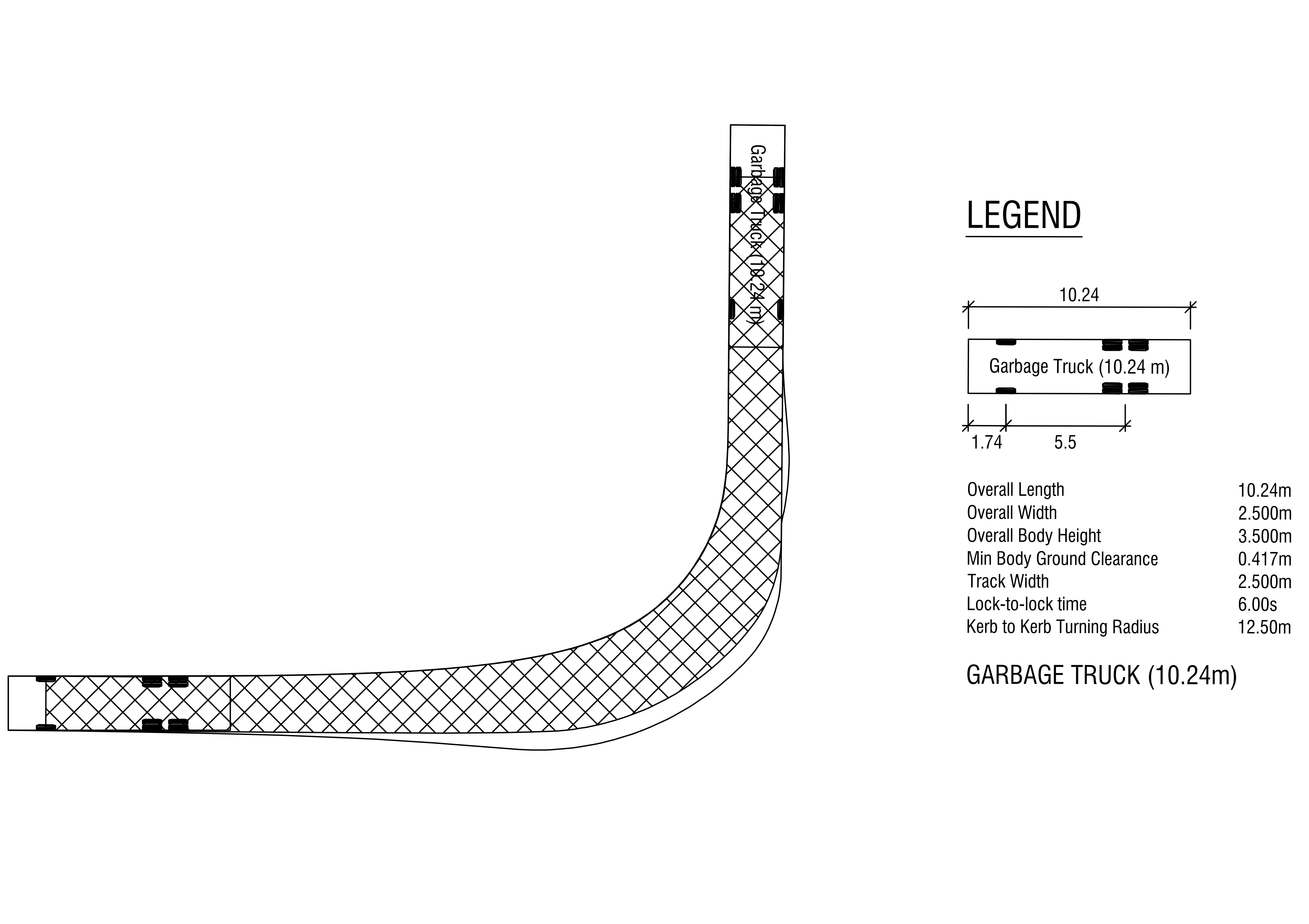 Garbage Truck Turning Plan – free CAD block preview