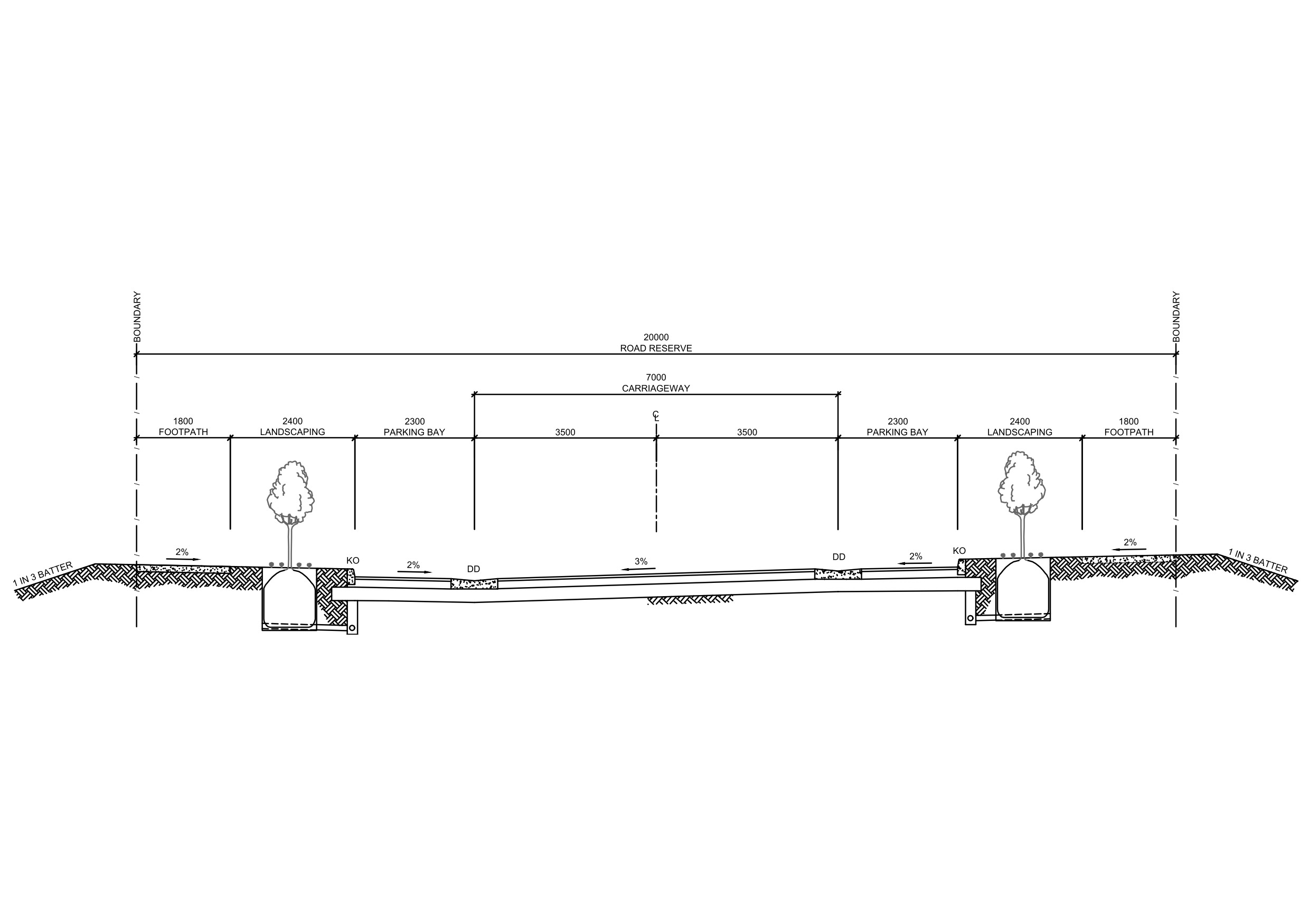 Road Cross Section Single Grade Detail – free CAD block preview