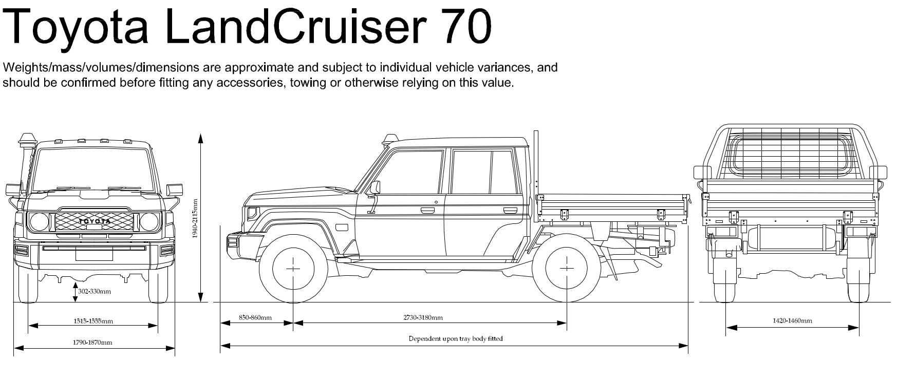 Toyota LandCruiser 70 Dual Cab with tray – free CAD block preview