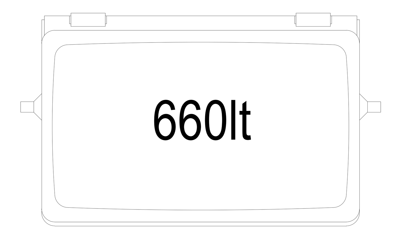 660 Litre Plastic Rubbish Bin - Plan View – free CAD block preview