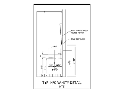 Accessible Vanity Detail 2 - Tilted Mirror CAD block preview