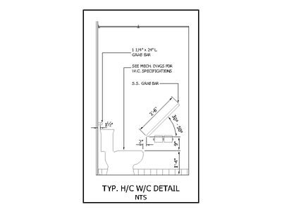 Accessible WC Grab Bar Detail CAD block preview