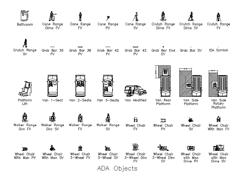 ADA Compliance Library - Americans with Disabilities Act – free CAD block preview