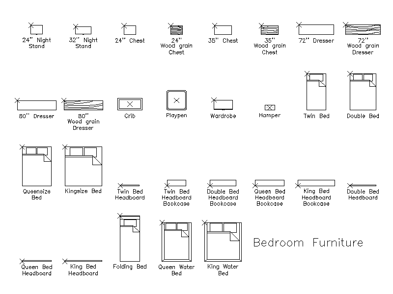 Bedroom Furniture - Plan – free CAD block preview