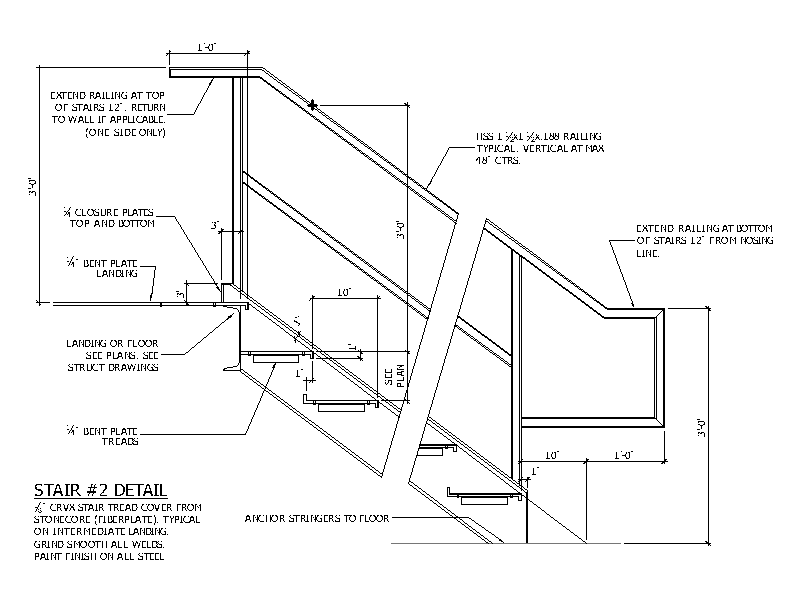 Bent Plate Stair Detail – free CAD block preview