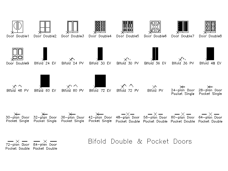 Bifold, Double and Pocket Doors – free CAD block preview