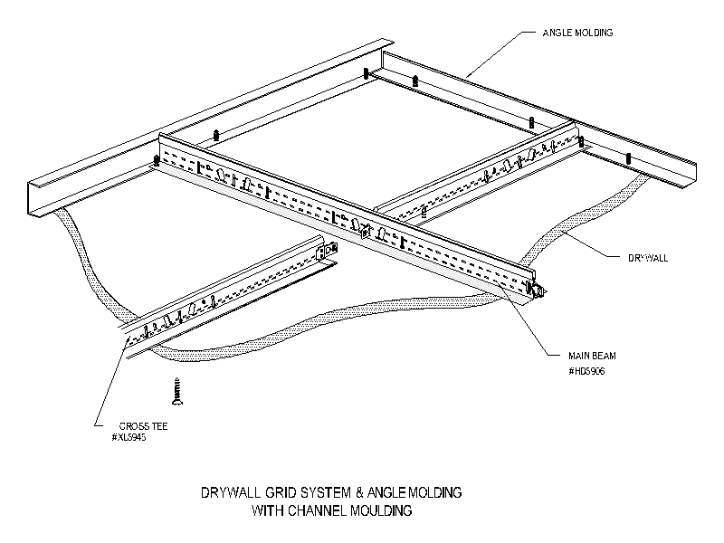 Drywall Grid System with Mouldings – free CAD block preview