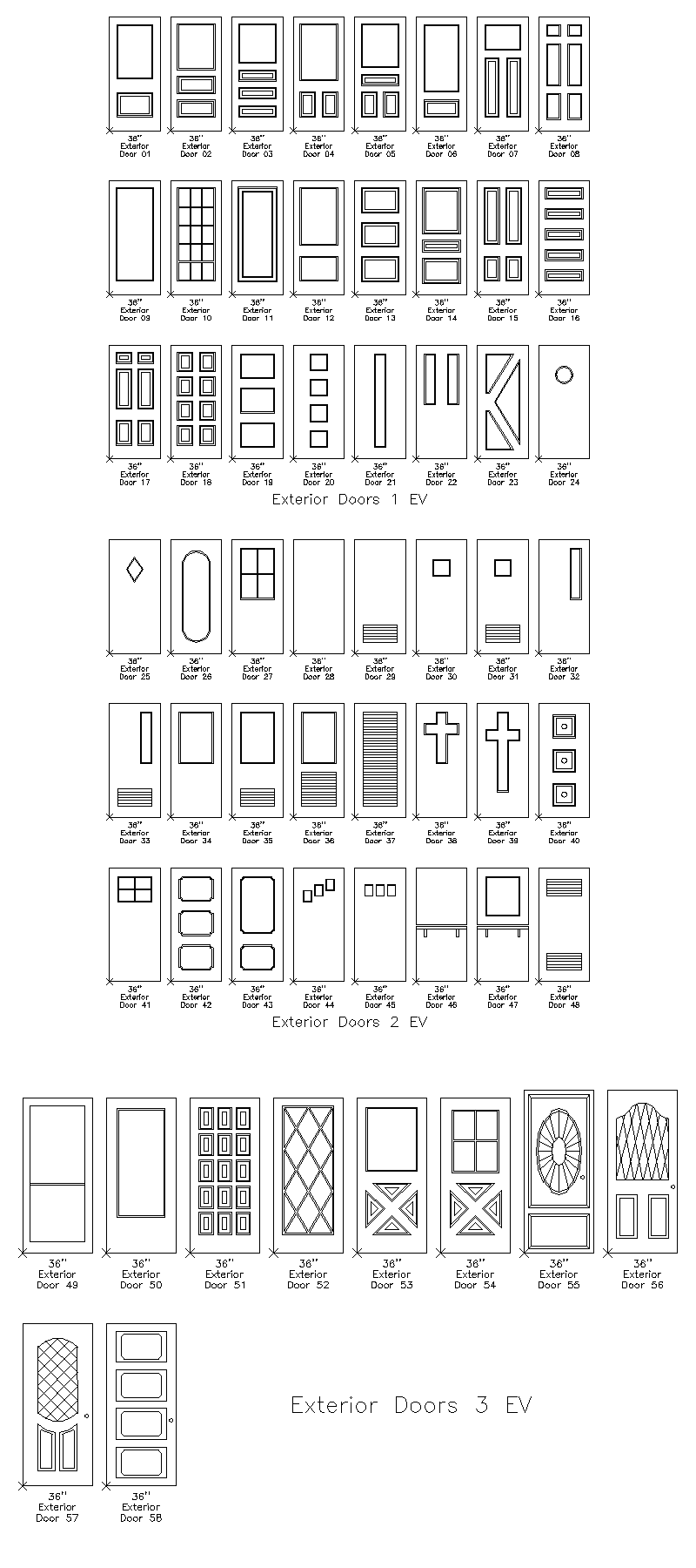 Exterior Doors – free CAD block preview