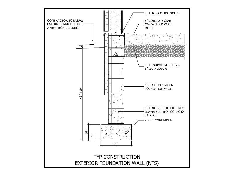 Foundation Wall Detail - Concrete Block – free CAD block preview