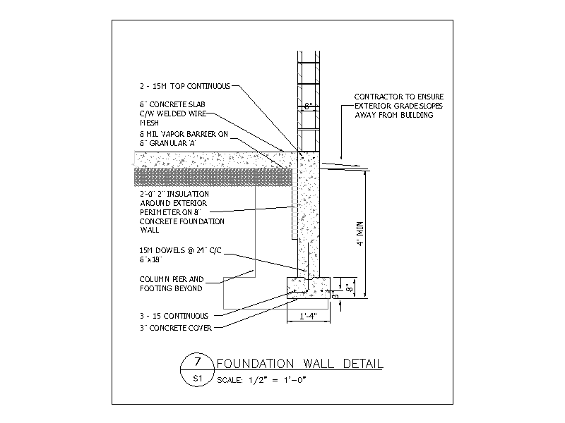 Foundation Wall Detail - Set 1 – free CAD block preview